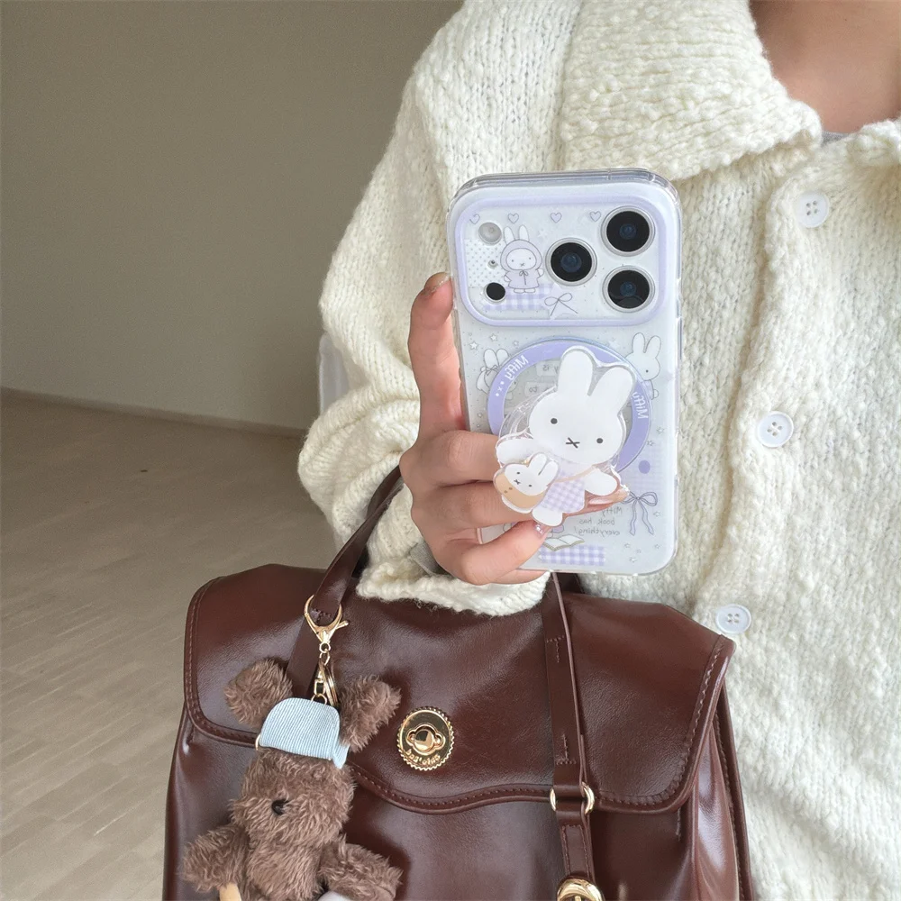 Korean Cute Rabbit Phone Case with Magnetic Bracket
