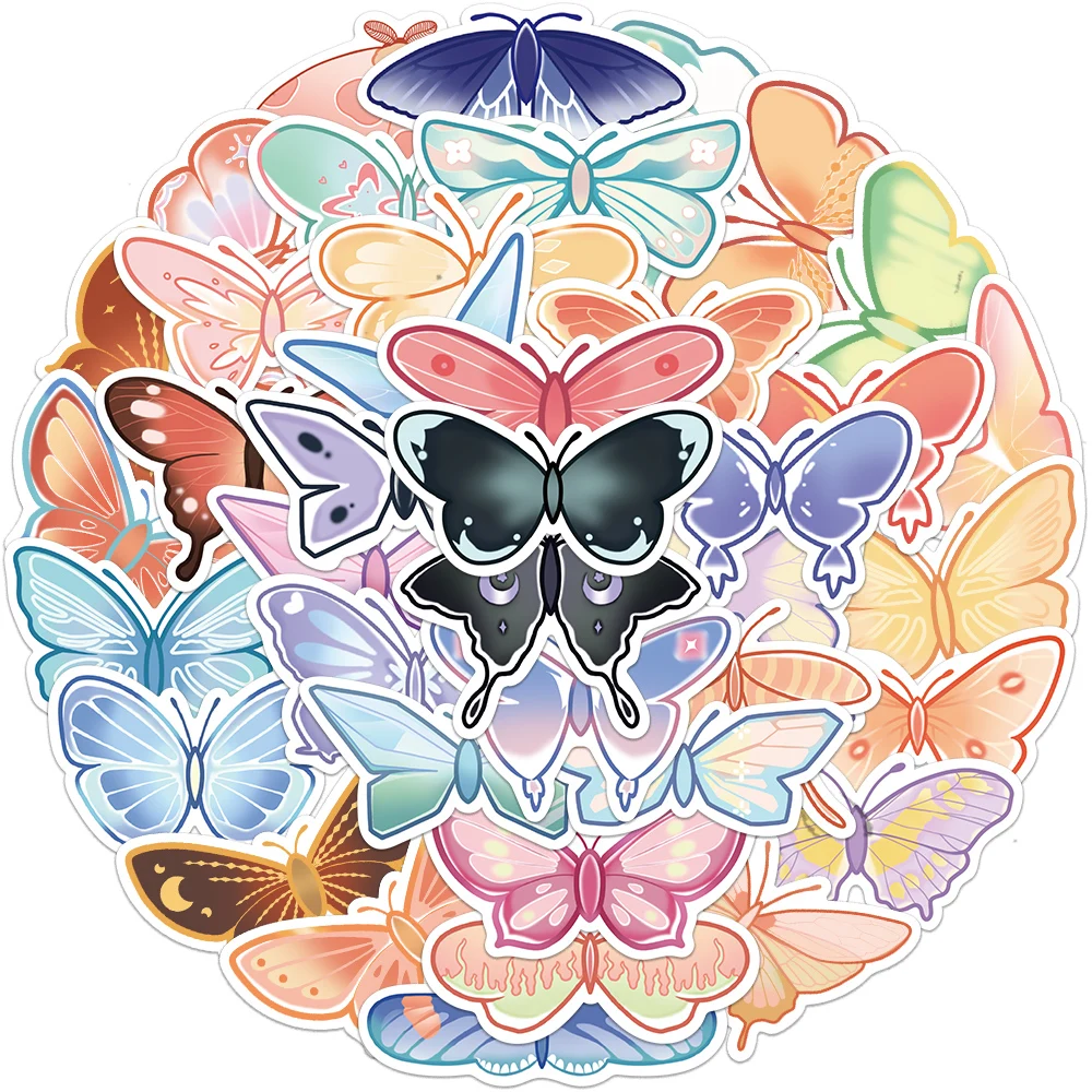 

10/30/40PCS Colorful Butterfly Stickers Cartoon Graffiti Decals DIY Laptop Suitcase Notebook Phone Decoration Sticker Kids Toys