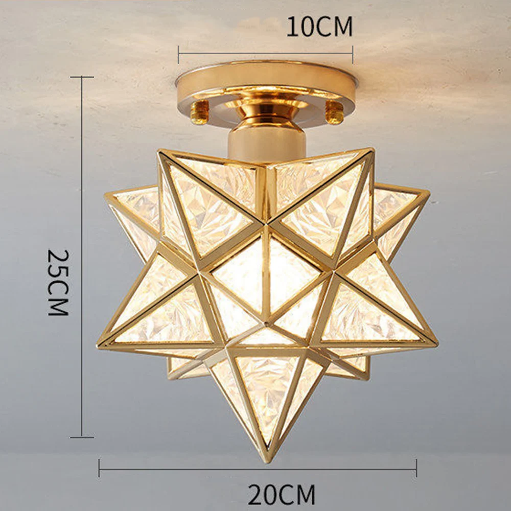 Description Picture 5 of itemPentagram Corridor Aisle light Modern Golden Entrance Balcony Cloakroom Star Ceiling Lights Dining Room Kitchen Lamp Deco