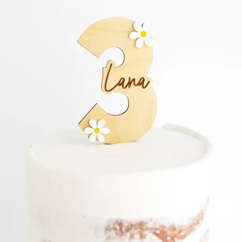 Custom Wood Daisy Birthday Cake Topper 6 | Custom Wood Daisy Birthday Cake Topper 6
