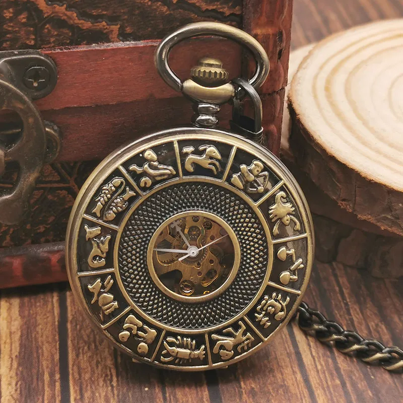 

Men Women Pocket Watch Vintage Bronze Arabic Numerals Mechanical Watches Steampunk Pendant Chian Clock Necklace Best Gift