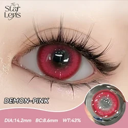 Starlens Vibrant Cosplay Color Contact Lenses for Halloween - Red, Blue & Brown (Demon - pink)