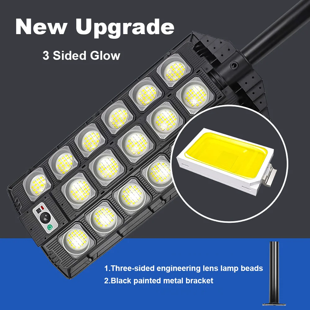 30000LM Super Bright Solar Street Light Outdoor 598 LEDs Solar Motion Sensor and Remote Control LED Flood Lamp for Garden Street 3