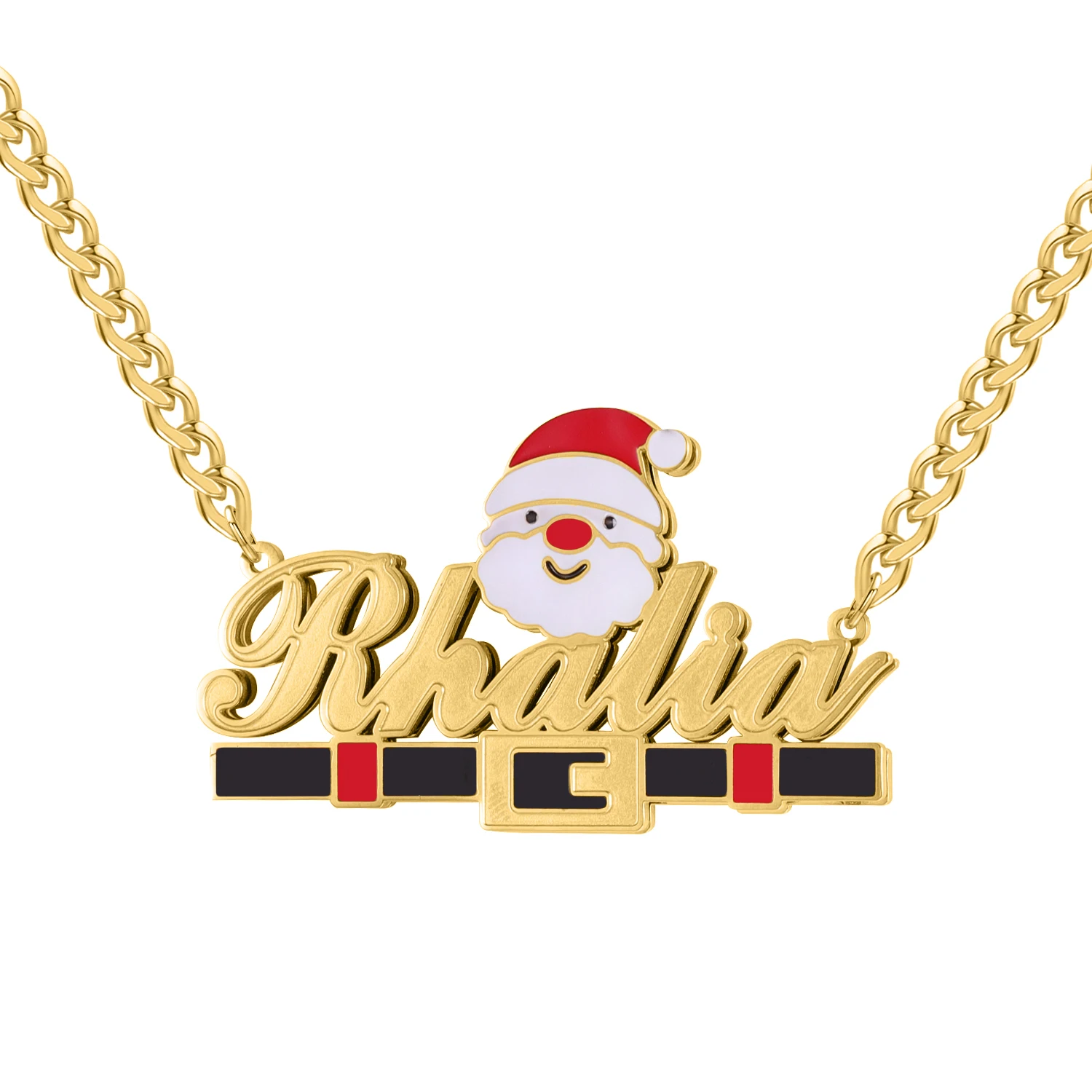 Christmas Gift Customized Necklace Personalized Name Double Layer Two Tone 18k Gold Plated Nameplate Necklace For Women Jewelry
