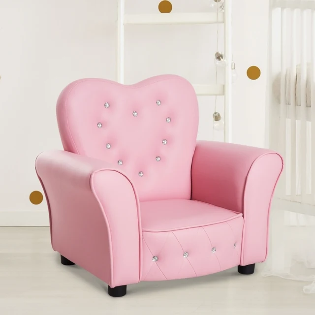 Anajqaqia 59x41.5x49cm Canapé pour enfants, fauteuil pour enfants, fauteuil en mousse avec pieds en bois massif pour chambres d'enfants, rose 1