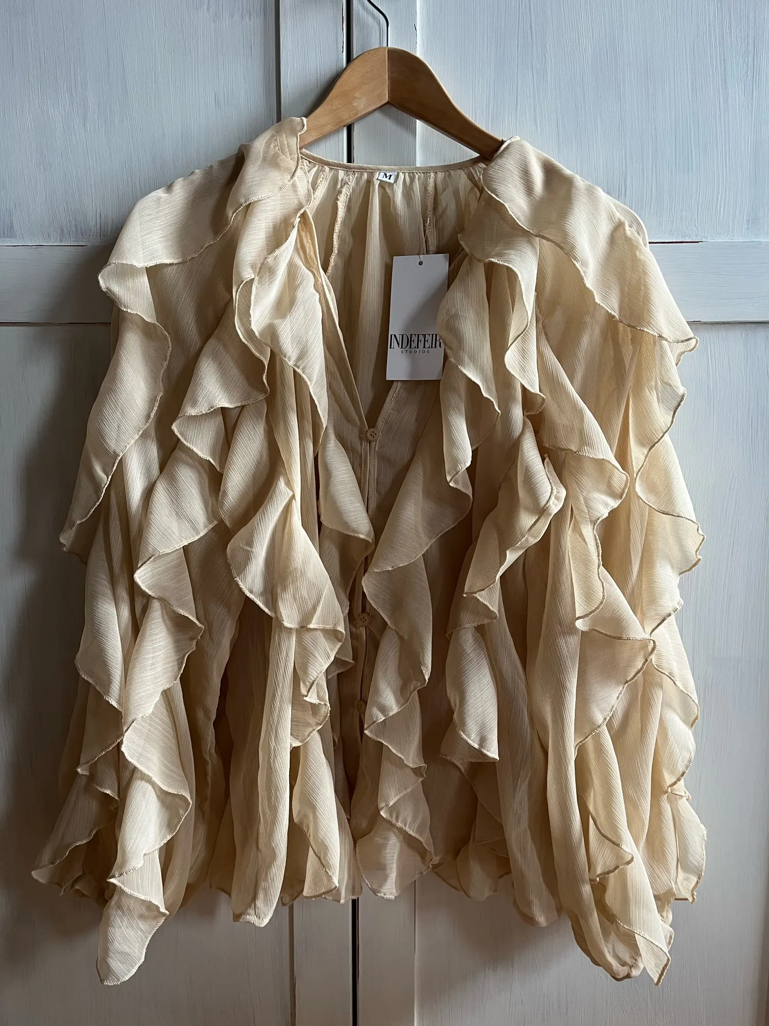 Guobioziy Women's Ruffled Semi-Transparent Blouse photo review