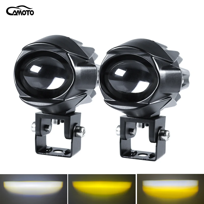 

CAMOTO Led Working Light Motorcycle Spotlight Driving Headlights Hi/Lo Beam White Yellow Led Fog Lights Car Waterproof Auxiliar