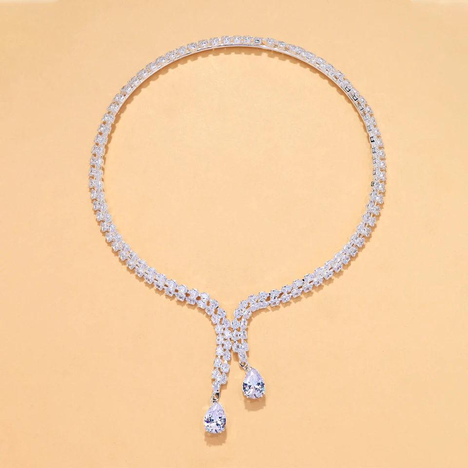 Crystal Water Drop Pendant Choker Necklace for Women