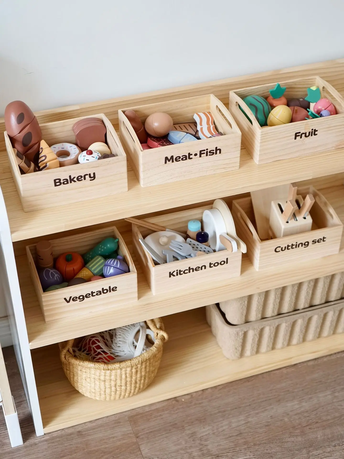 Cutting Pretend Kitchen Toys Wooden Food Accessories Set For Kids Educational Cognition