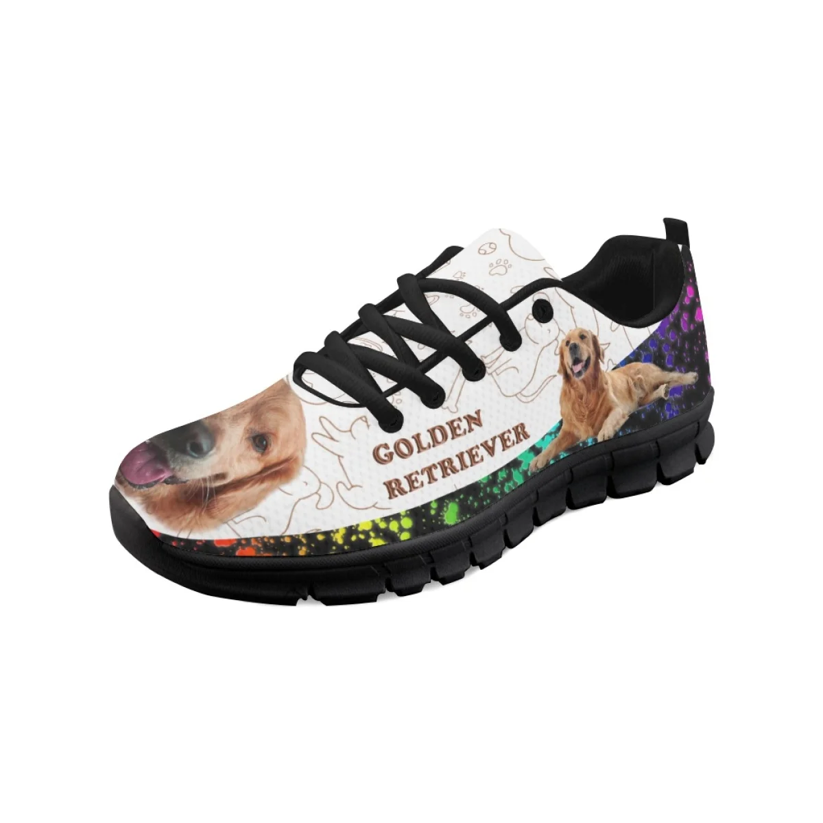 INSTANTARTS Brand Design Women's Casual Sneakers Golden Retriever Print Ladies Non-Slip Running Shoes Lightweight Flat Shoes Hot
