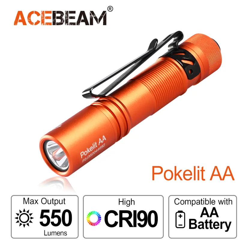 Acebeam Pokelit Aa Usbc Rechargeable Edc Flashlight 550 Lumens High