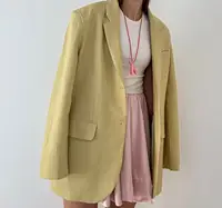 2025 Spring / Summer New Women Fashion Linen Basic Jacket Basic Blazer - Image 4