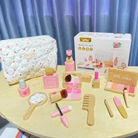 Makeup Toy Kits Wooden Makeup Toys with Cosmetic Bag for Girls Role Playing Games Pretend Play Makeup Beauty Set Birthday Gifts 3