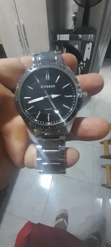 Curren 8452 relógio de quartzo masculino simples moda lazer relógio de negócios preto prateado pulseira de aço inoxidável relógio de pulso para masculino photo review