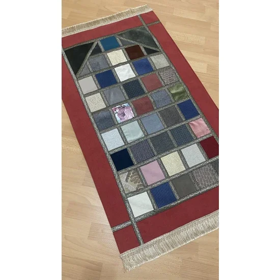 

Patchwork Velvet Lined Dowry Gift Prayer Rug Forty Patched Prayer Rug