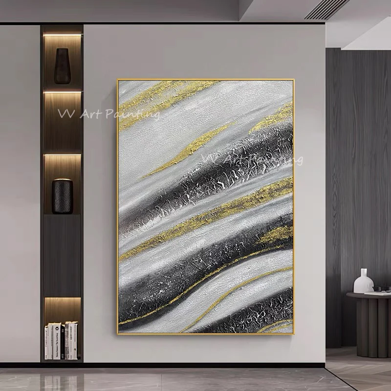 

100% Handmade Abstract gold foil lanscape large size Oil Paintings on Canvas Modern Artwork Decoration Gift