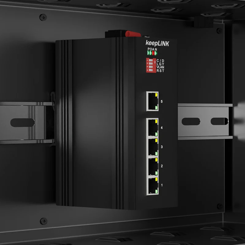 Alimentado 802.3 af em 5-port 10 100mbps Não Gerenciado do Trilho do Ruído Ip40 Industrial Ethernet Poe Switch 12 24v dc - Imagem 2