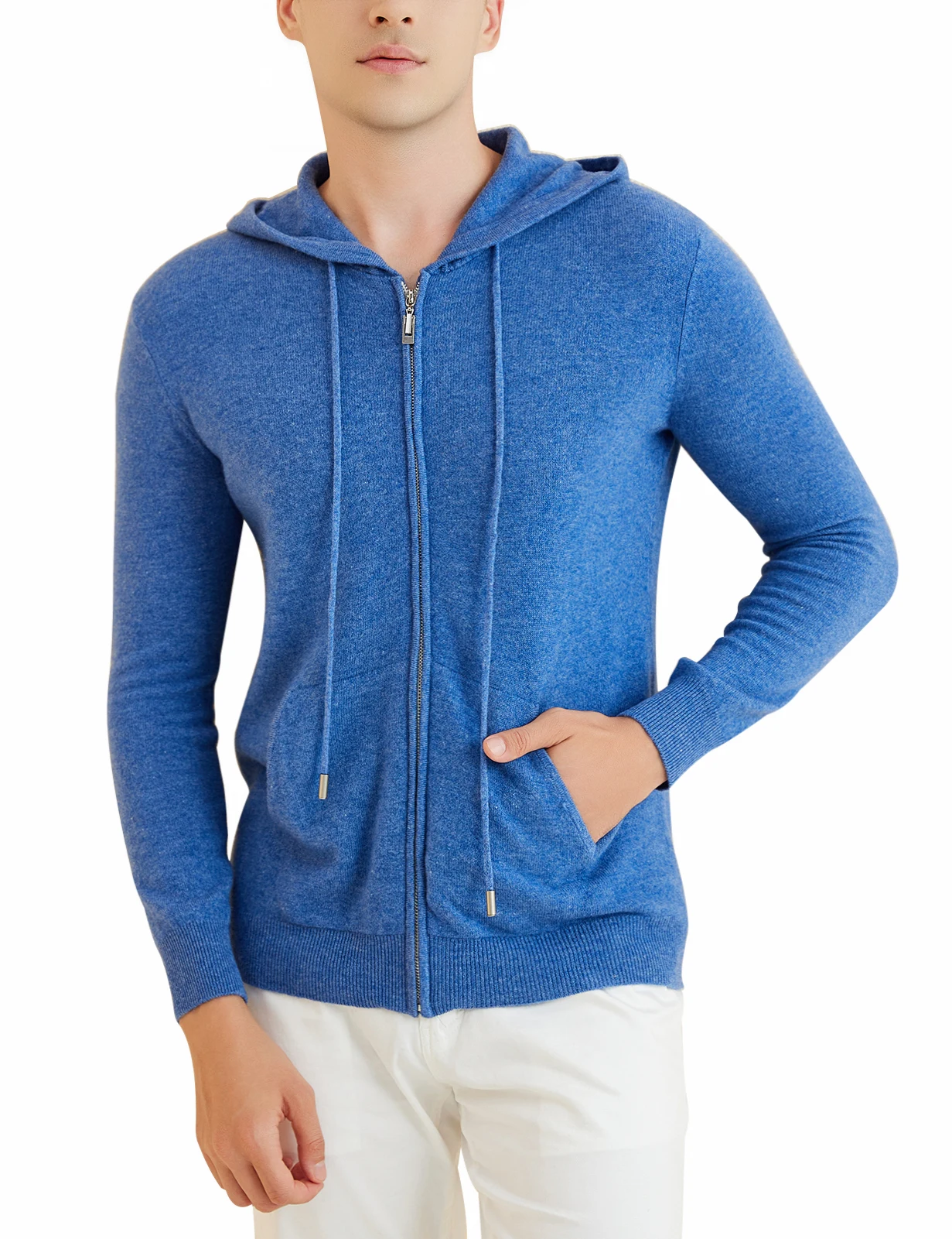 LONGMING Sweater Men's Cardigan Hoodies 100% Merino Wool 2023 Fall Winter Warm Long Sleeve Zip Sweatshirt Sport Hooded Jacket 4