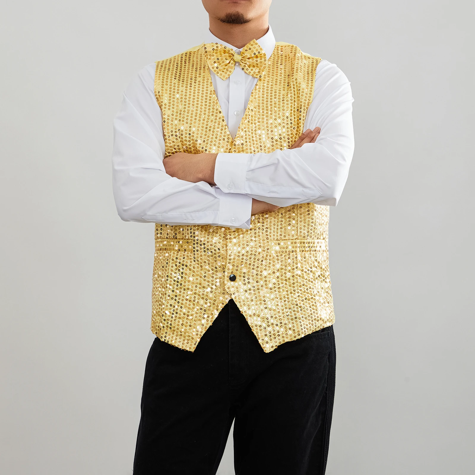 New Design Men Sequins Pattern Glitter Embellished V-neck Blazer Vest Male Evening Party Suits Plus Size hot 4
