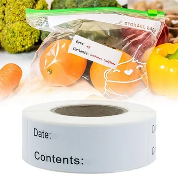 Etichetta autoadesiva rimovibile per la conservazione degli alimenti Etichetta impermeabile per il contenuto della data Etichette per la conservazione degli alimenti per promemoria del frigorifero da cucina