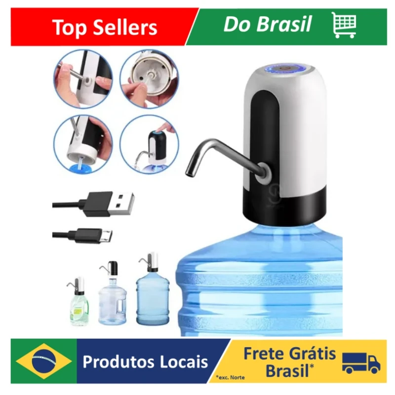 Bomba Elétrica Universal com Carregamento USB pour Galão / Garrafão de Água Digital