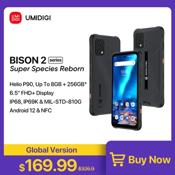UMIDIGI Bison 2 Phone, Bison 2 Pro, Smartphone Android robusto, 128GB 256GB, Helio P90, 6.5 ''FHD +, 48 MP tripla fotocamera, 6150mAh 1