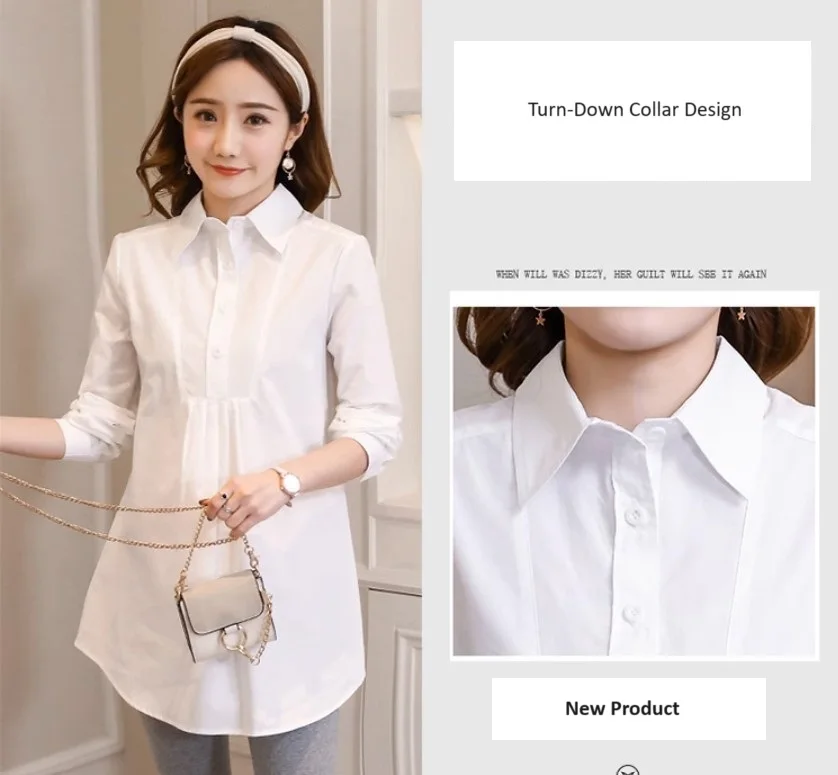 Maternity Clothes Long Sleeve Blouse Shirt Spring Autumn Pregnant Women Office Blouses Pullover Tops Premama Pregnancy Clothing 6