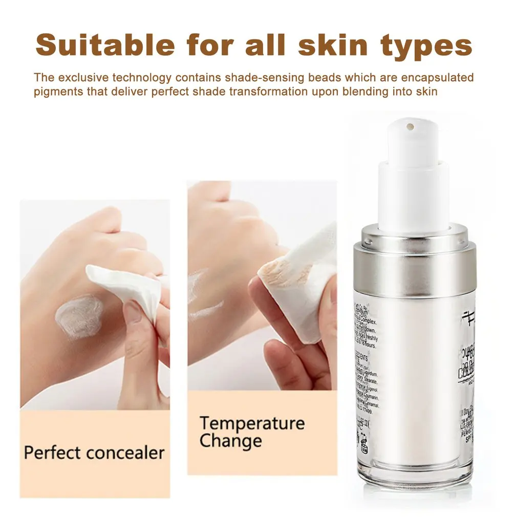 Foundation Concealer Colour Changing Warm Skin Tone Foundation Makeup Base Nude Face Moisturizing Liquid Cover Concealer for Women