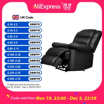 Recliner Armchair Reclining Chair Single Sofa Lounge Seating Adjustable Legrest PU Leather Couch Chair for Room Bedroom Home