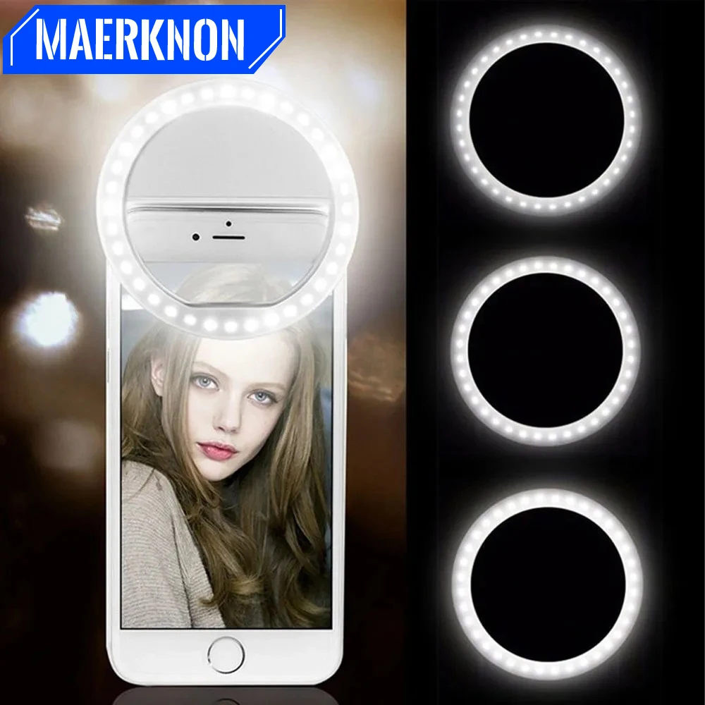 Selfie Fill Light Portable USB Charge Phone Lens Lamp Led Selfie Ring Light Mobile Phone Live Broadcast Video Selfie All Smartphone
