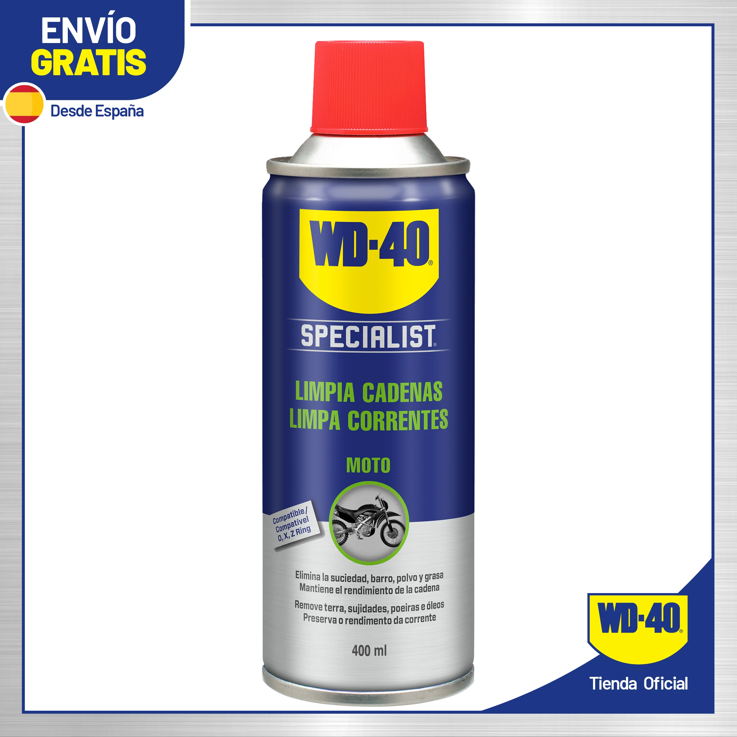 WD-40 Specialist Motorbike - Limpia Cadenas - Spray 400ml. WD40 Limpiador  de cadenas motos. WD 40 mantenimiento moto. wd-40 mantenimiento cadenas