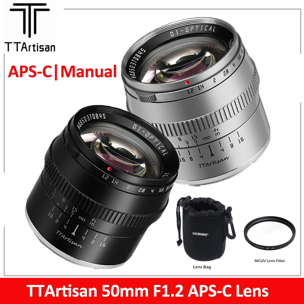 Ttartisan 50Mm F1.2 Aps-C Lente Verticale Manuale Lente Fissa Ad Ampia Apertura Per Sony E Fuji Xf M4/3 Canon M Nikon Z Canon Rf L Moun