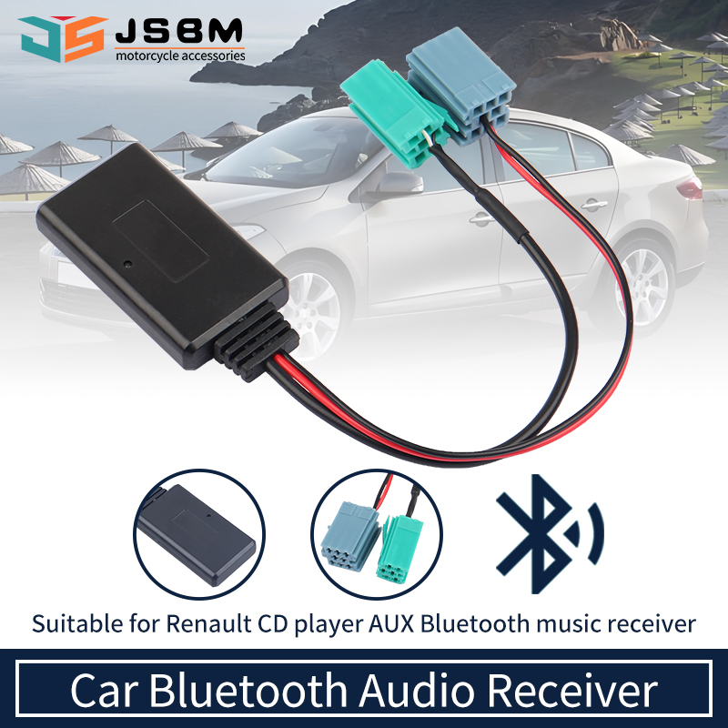 JSBM 5.0 Aux Cable Adapter For Renault Radio Updatelist Biurlink Car Radio Green Blue Mini ISO 6Pin 8Pin Connector Bluetooth