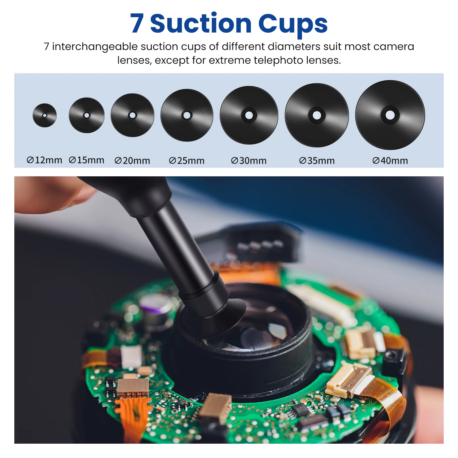 8-In-1 Lens Sucker Kit,IC Pick Up Vacuum Suction Pen with 7 Interchangeable Suct