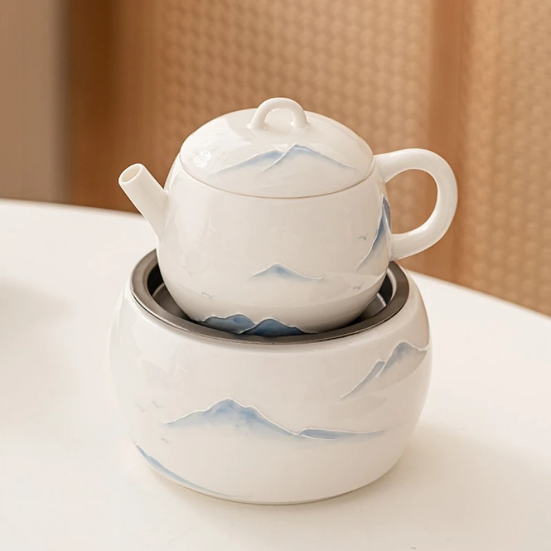 Hand Painted Mountain Tea Wash Porcelain Bowl For Tea Basin Set White Ware Cup Pen Wash Ceremony Utensils Jianshui Trays