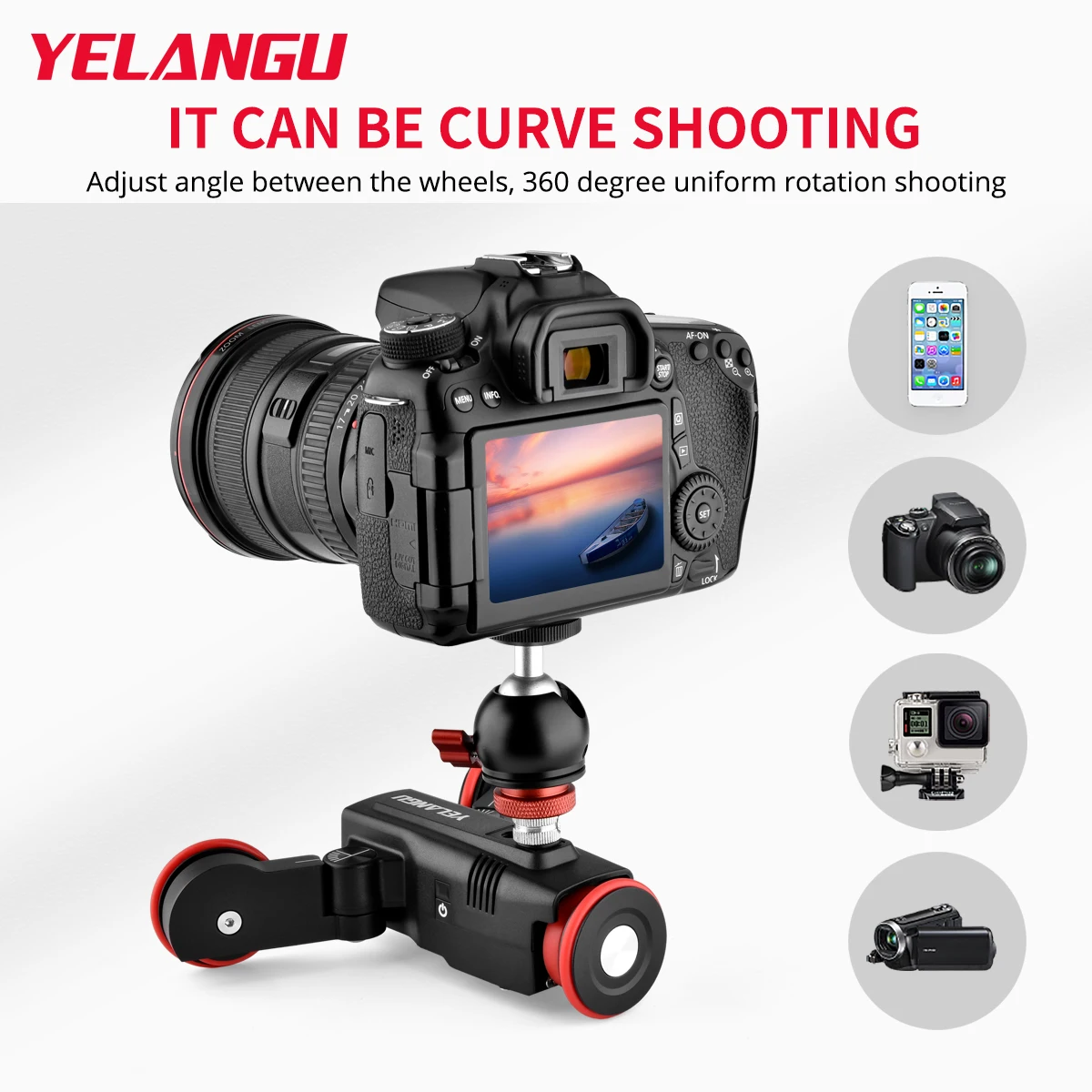 YELANGU Motorized Camera Slider Rechargeable Camera Dolly Slider Rail for DSLR Camera Camcorder