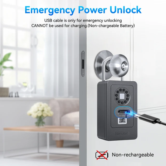Hollarm Fingerprint Password Safe Box Smart Key Wall Mounted Lock box IC Card Unlock Bluetooth Connection Works with OKLOK APP 2