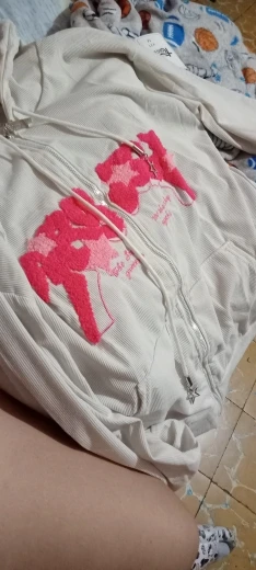 Fashion Embroidery Zip Up Hoodies Women Autumn Long Sleeve Tops Loose Hood Shirt Harajuku Y2K Clothes Female Sweatshirt Jacket photo review