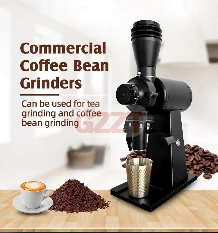 GZZT Updraded Coffee Grinder 90mm Titanium Plated Ghost Tooth/Flat Burr No Static Electricity DC Motor Coffee Mill for Espresso