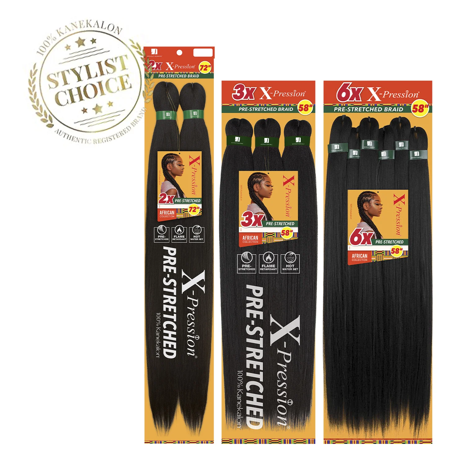Sensationnel African Collection Braids 6X X-Pression Pre-Stretched Braid 58" - Lightweight, Long-Lasting 4