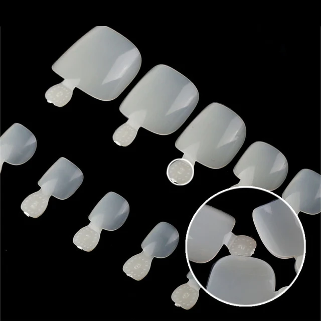 Faux ongles carrés pour pieds, couverture complète, blancs naturels, artificiels