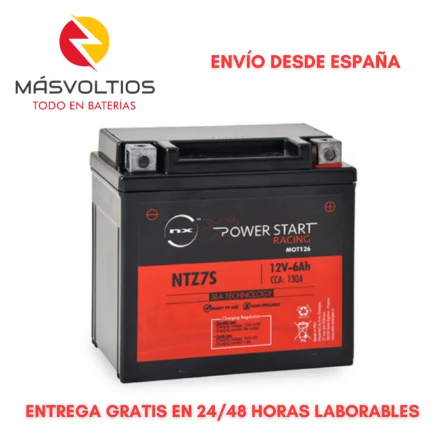 NX NTZ7S Batería para moto 12V 6Ah recargable compatible con modelos  similares de otras marcas, preactivada - AliExpress