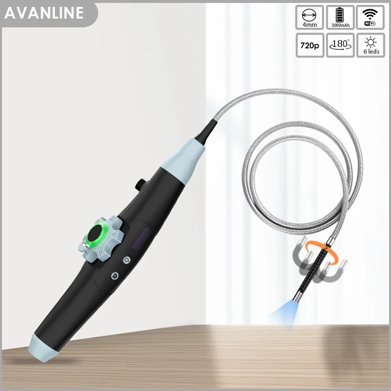 Wifi Endoscope Camera（4mm)articulating Borescope 720p With 6 Led Lights