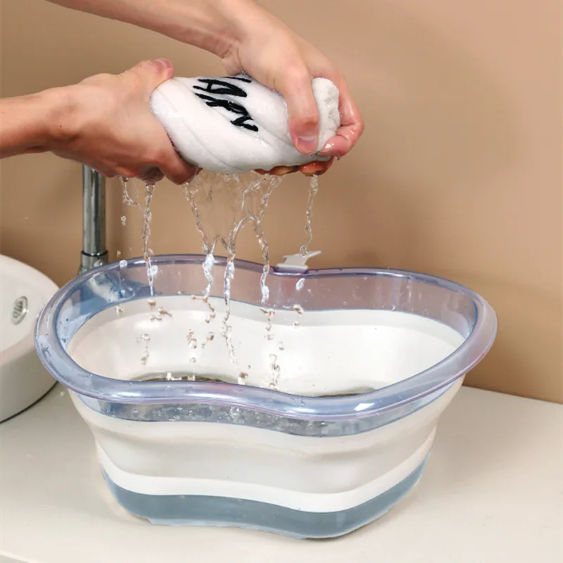 Portable Thickened Basin Apple Shape Design With Hanging Hole Durable Folding Basin For Facial Cleansing, Laundry Outdoor Travel