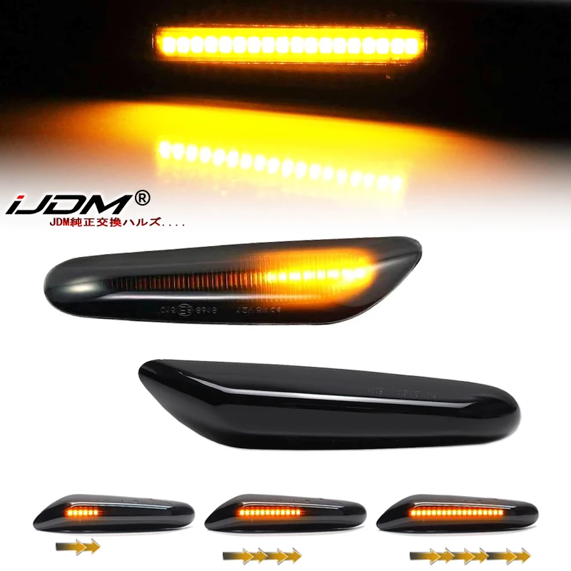 Sequential Flashing LED Turn Signal Side Marker Light For BMW E60 E61 ...