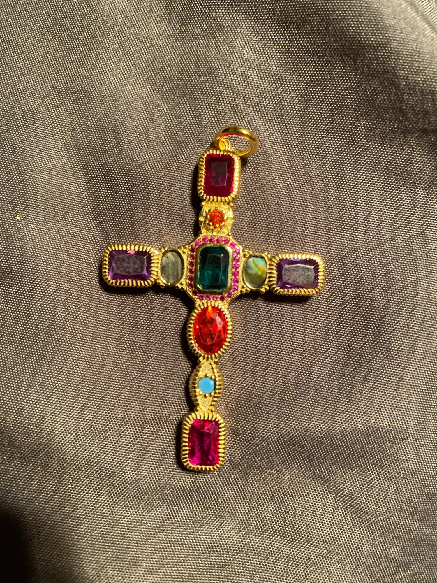 Colourful Golden Cross Pendant photo review