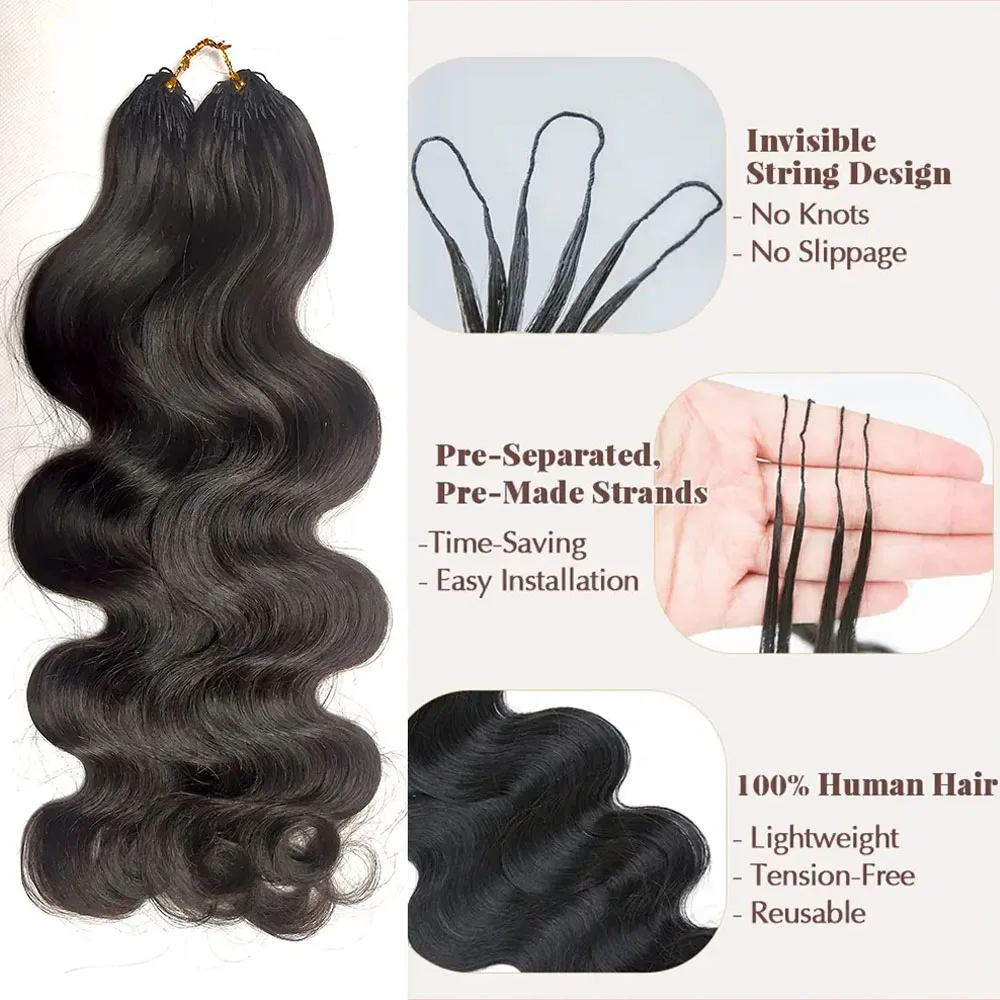 Body Wave Boho Braids 100% Raw Human Hair Quality Crochet Miracle Knots Hair Extension Feathered Human Crochet Hair For Braiding 6
