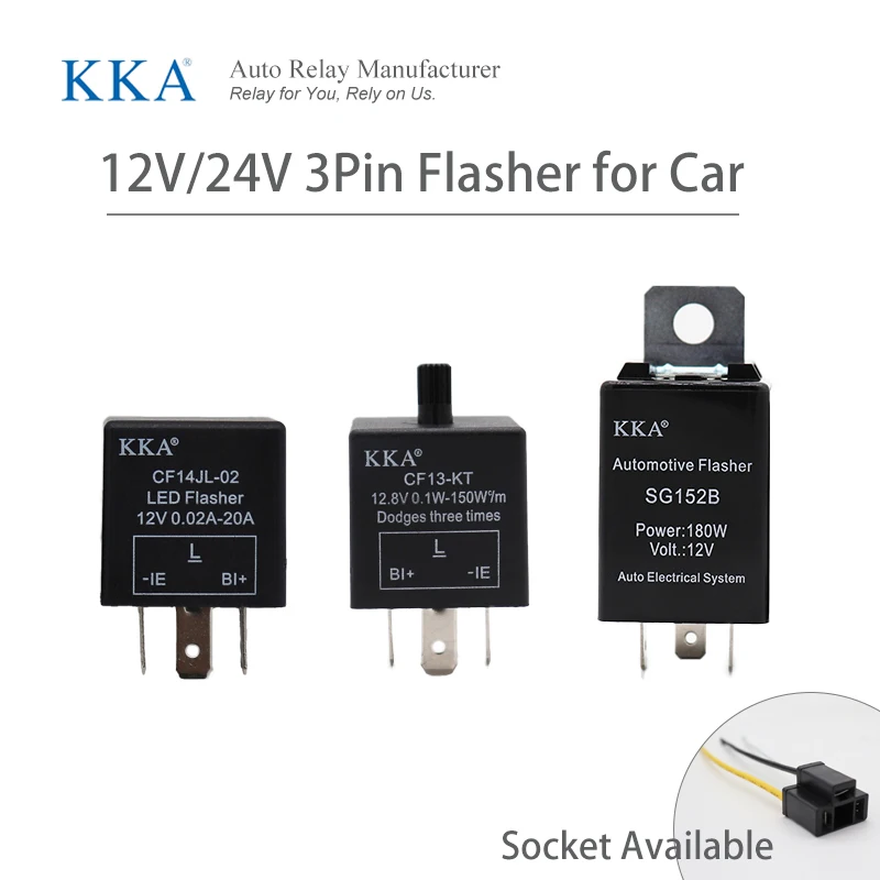 

[3pcs/pack] 12V/24V 3pins Car LED Flasher Relay Electronic Adjustable LED Turn Signal Light Blinker Flasher Relay
