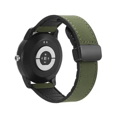 Elegant Leather Strap with Magnetic Buckle, 20mm/22mm - Soft and Stylish Band for 22mm Strap (Military Green)