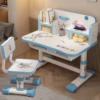 1 Set Kids Functional Desk and Chair Set, Height Adjustable Study Table Chair Set, Ergonomic Desk Chair with Large Writing Board 1